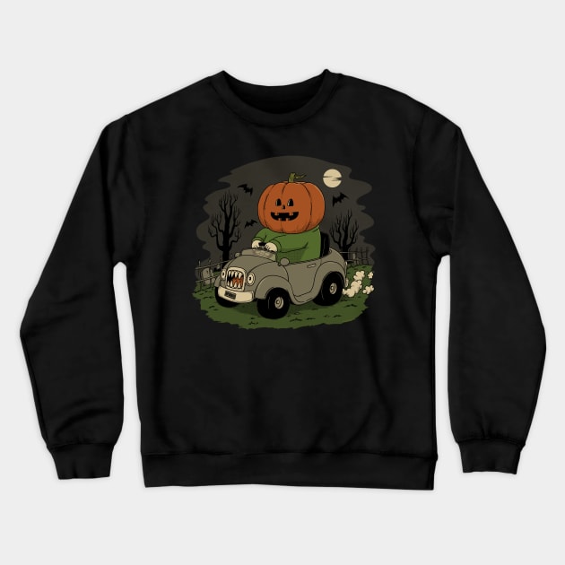 Spooky Night Ride Crewneck Sweatshirt by pigboom
